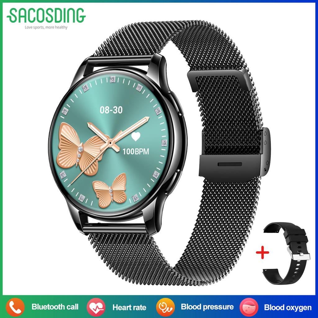 Умные часы SACOSDING для женщин(Ответить/позвонить), Фитнес-часы с монитором сердечного ритма/сна/SpO2, умные часы для Android/iPhone