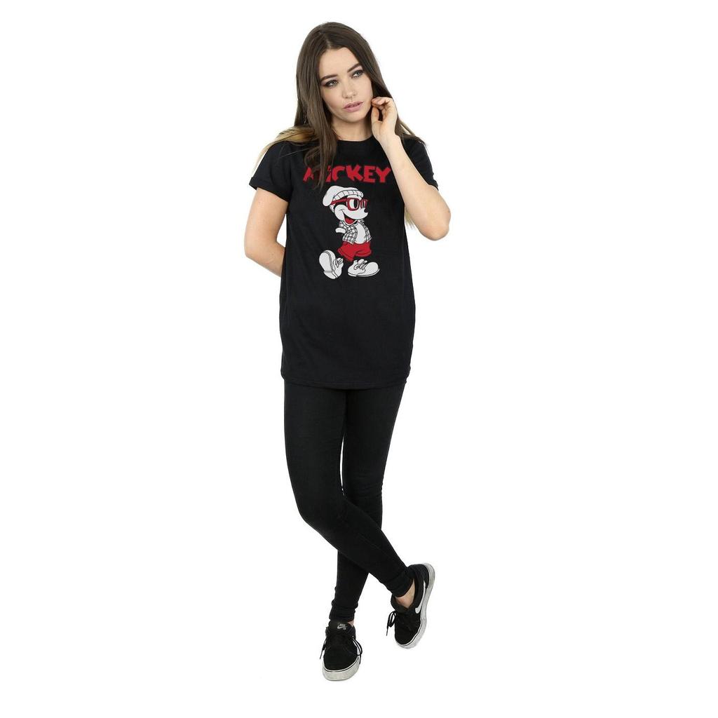 Disney Womens/Ladies Mickey Mouse Hipster Cotton Boyfriend T-Shirt