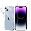 Transparent Case for iPhone 15 and 2 Tempered Glass Film Screen Protector Phonillico®