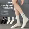 5 Pairs of New Female Spring and Summer Non Slip Lovely Bow In Tube Socks