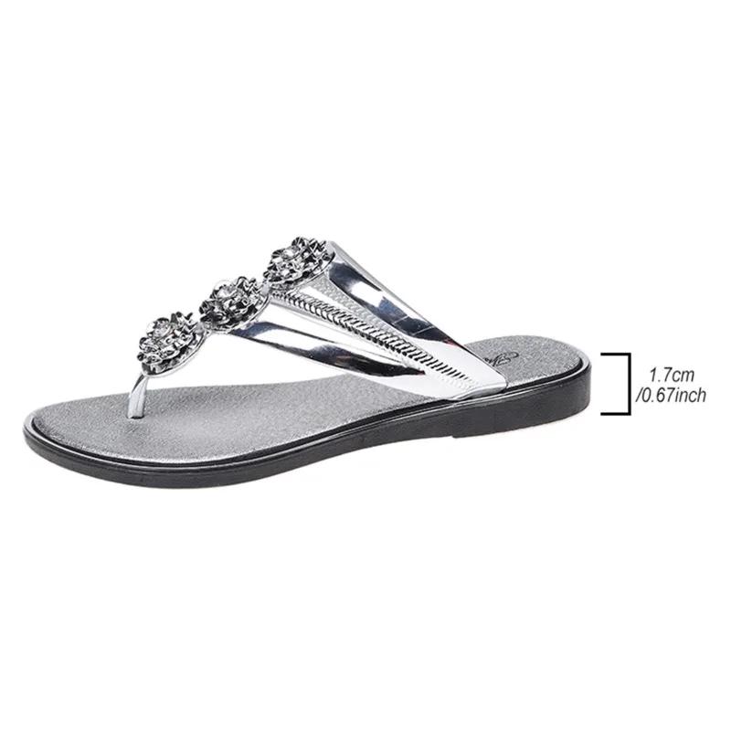 Fashion Women's Slippers 2024 Summer New Fashion Flat Shoes for Women Beach Open Toed Luxury Rhinestones Flip Flops Female Zapatos