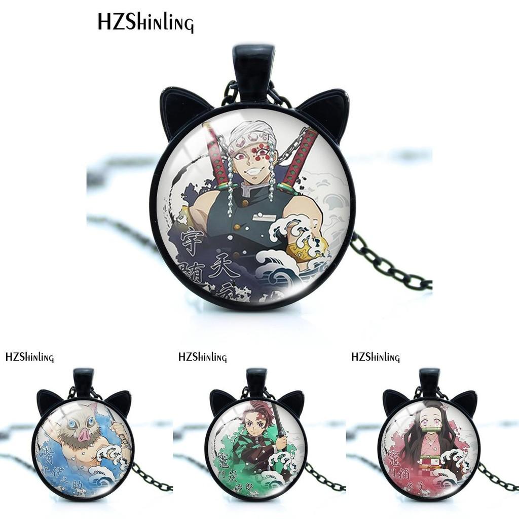 Привлекающее внимание аниме-ожерелье с подвеской в виде кошачьих ушек с мотивами Незуко и Танджиро