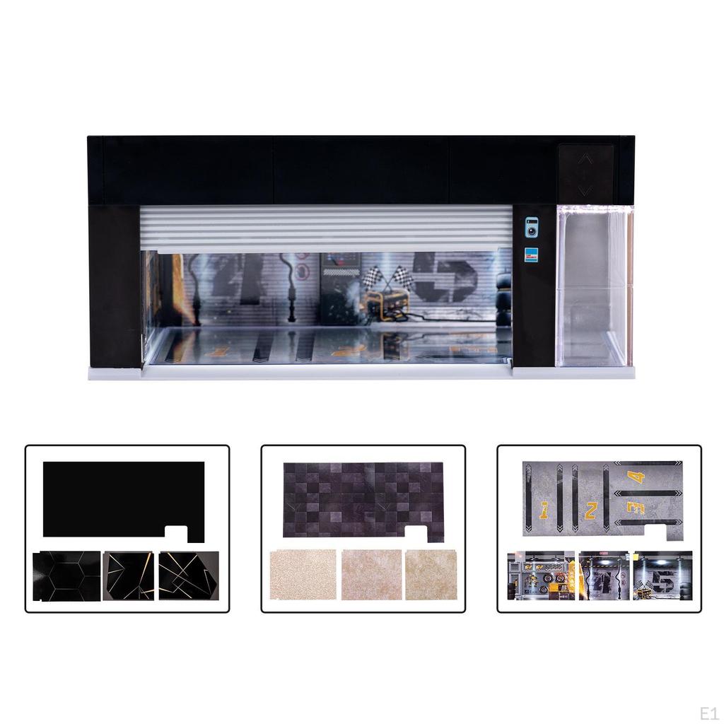 1/64 Car Diorama Display Case Lighted Diecast Vehicle Collector's Garage for Layout