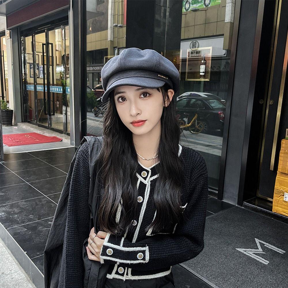 For Women Artist Hat For Girls Korean Style Octagonal Cap Woolen Beret Women Visors Cap Painter Hat