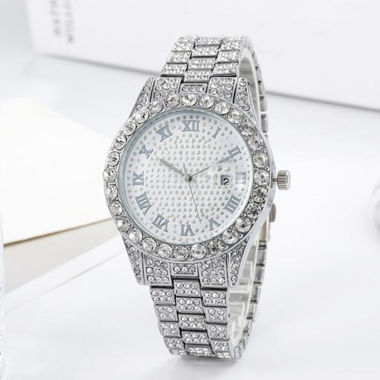 Женские часы, блестящие стразы, инкрустированные нержавеющим круглым циферблатом, кварцевые часы, соответствующие цветам, декоративные женские наручные часы, ювелирные изделия