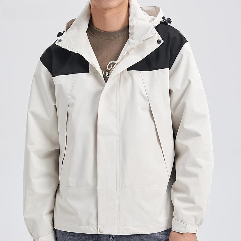 Мужская осенняя повседневная водонепроницаемая куртка для активного отдыха, модная ветровка с капюшоном, пальто для скалолазания, походов, кемпинга, унисекс, куртка на молнии