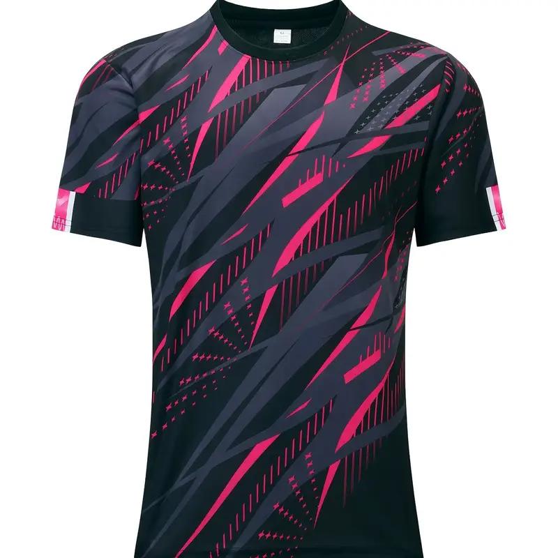 Striped Sports T-Shirt For Men Summer 3d Printed Short Sleeve Outdoor Running Training Tees Fashion Casual Top Men's Clothing