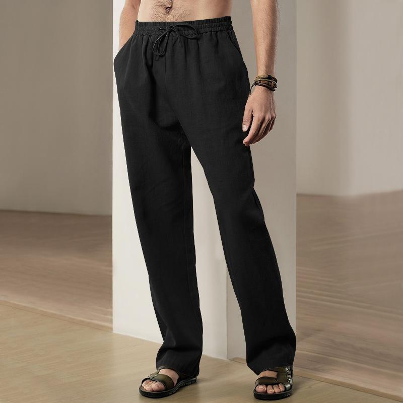 Spring and summer men's wide-leg pants thin breathable cotton and linen loose casual sports trousers sweatpants