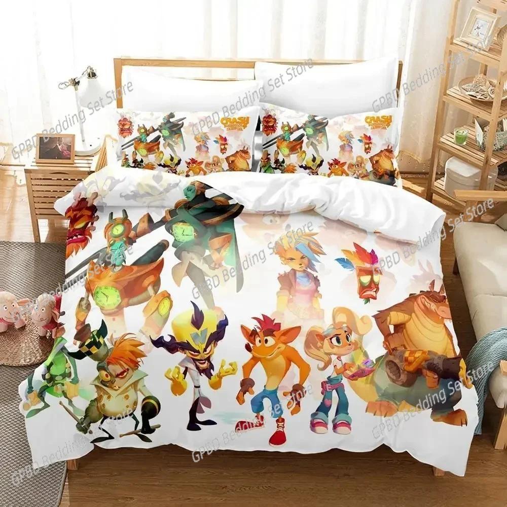 Crash Bandicoot Comfortable Duvet Quilt Cover Pillowcase Bedding Set Children Bedroom Decoration Home Textile
