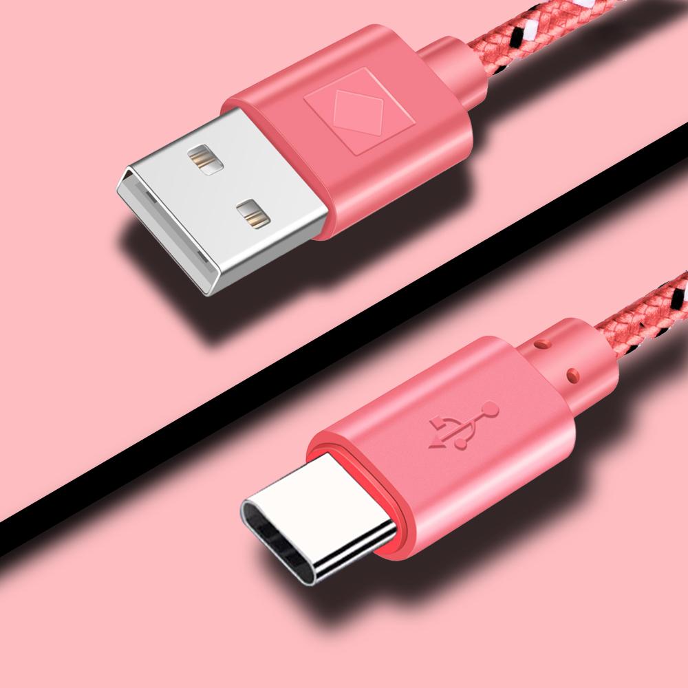 Быстрозарядный кабель USB A на Type C, 2A, нейлоновый, для передачи данных, зарядный провод, 1/2/3 метра, для Samsung Huawei Xiaomi Android, кабель USB C