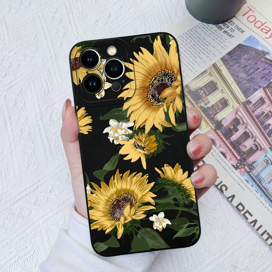 Для Apple iPhone 6, 7, 8, 11, 12, 13, 14, 15 Pro Max X XS XR SE, чехол для телефона, жидкий, мягкий силиконовый противоударный чехол, подсолнух, бабочка для iPhone, чехол-бампер