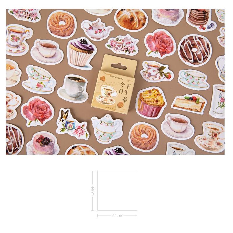 46 шт., набор наклеек для послеобеденного чая, сладкий торт, печенье, кофейный напиток, стикер для заметок, клейкая наклейка A6536