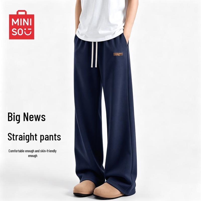 MINISO Мужские свободные повседневные брюки прямого кроя из плотной ткани