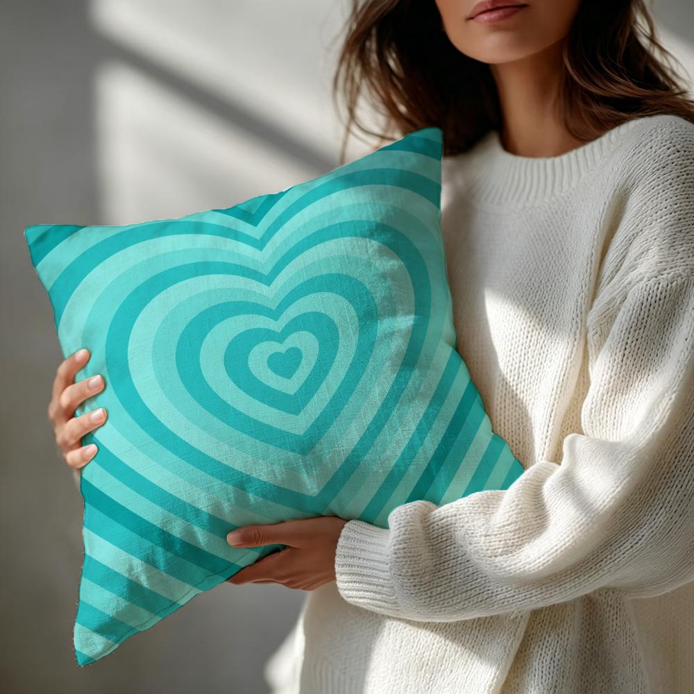 Pattern Teal Geometric Floral Cushion Cover Patterned Cushion Cover Romantic Cozy Home Sofa Decoration