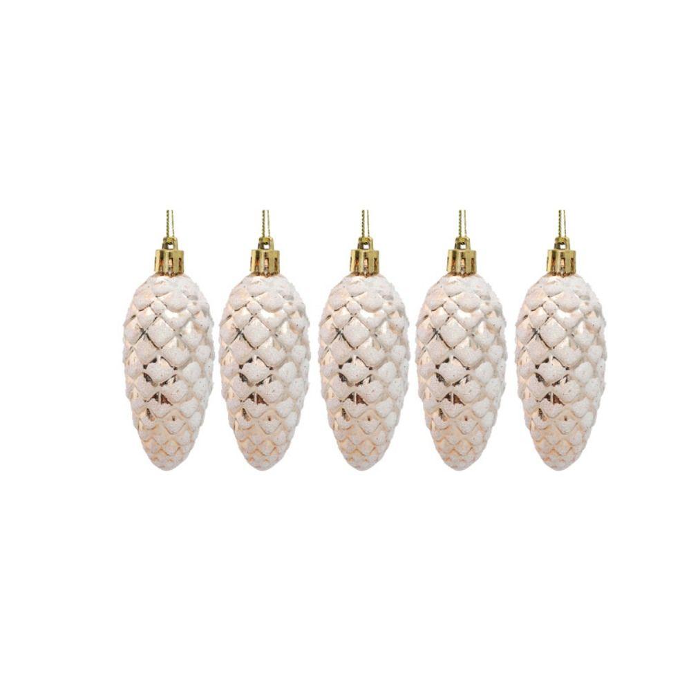 5Pcs Plastic Pine Cone Balls Hanging Pendants Small Christmas Ornament Theme Party