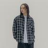 PSSHOPPER Oversized Damaged Wash Check Shirt [Black]