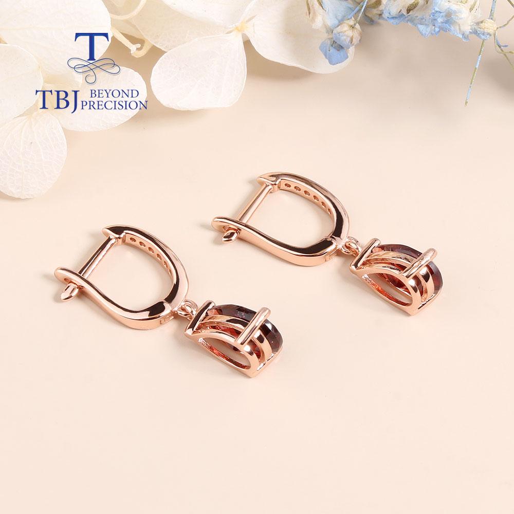 Новые серьги с красным гранатом, серебро 925 пробы, розовое золото для натуральных драгоценных камней, груша, 6*9 мм, изысканные украшения для женщин и девочек, простые ювелирные изделия