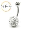 White Navel Crystal Jewel Bar 8 Mm and Steel Ball