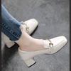 2025 весна и лето новые мягкие кожаные туфли в британском стиле женские мягкие кожаные туфли детские универсальные туфли на среднем каблуке толстый каблук одинарный