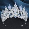 AB Crystal Pageant Miss Bridal Crown Vintage Baroque Rhinestone Big Tiara Wedding Headdress for Party Jewelry Hair Accessories
