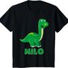 Kids Dino Dinosaur Name Milo T-Shirt