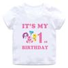 Tini Ping Cartoon Print Girls Clothes It's My 1 2 3 4 5 6 7 8 9 Years Birthday Kids T shirtBaby Children T-Shirt