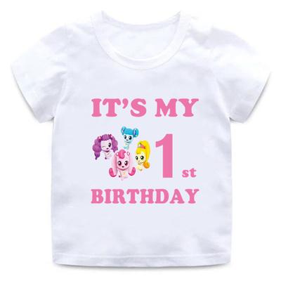 Одежда для девочек с мультяшным принтом Tini Ping, футболка для детей It's My 1, 2, 3, 4, 5, 6, 7, 8, 9 лет, детская футболка для малышей