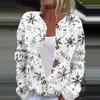 Women's Fashion Christmas Printed Long Sleeve Knitted Cardigan Button Down Jacket