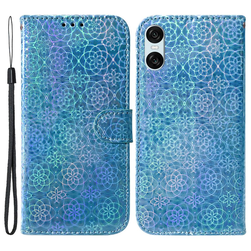 For Sony Xperia 10 VI Wallet Cover Dazzling Flower PU Leather Magnetic Clasp Protective Phone Case