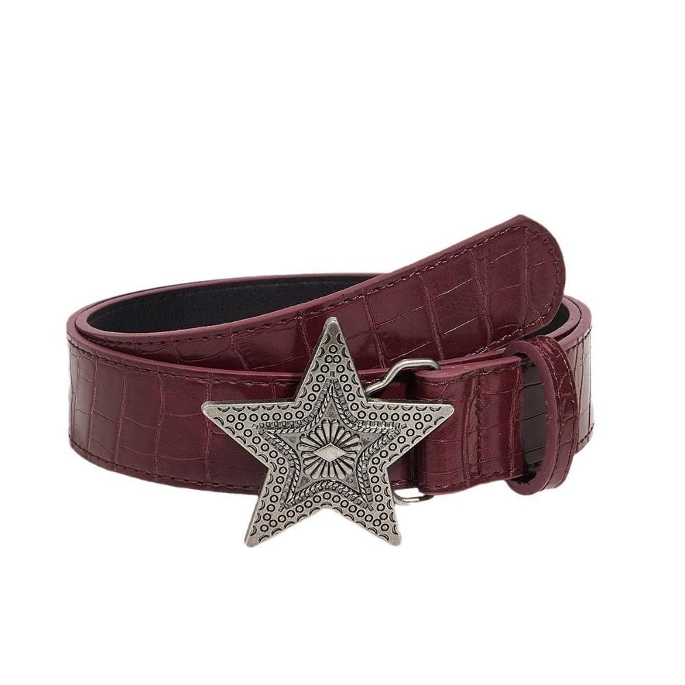 Red Women's Belt PU Leather Hip-hop Waistband Retro Fashion Jeans Belt