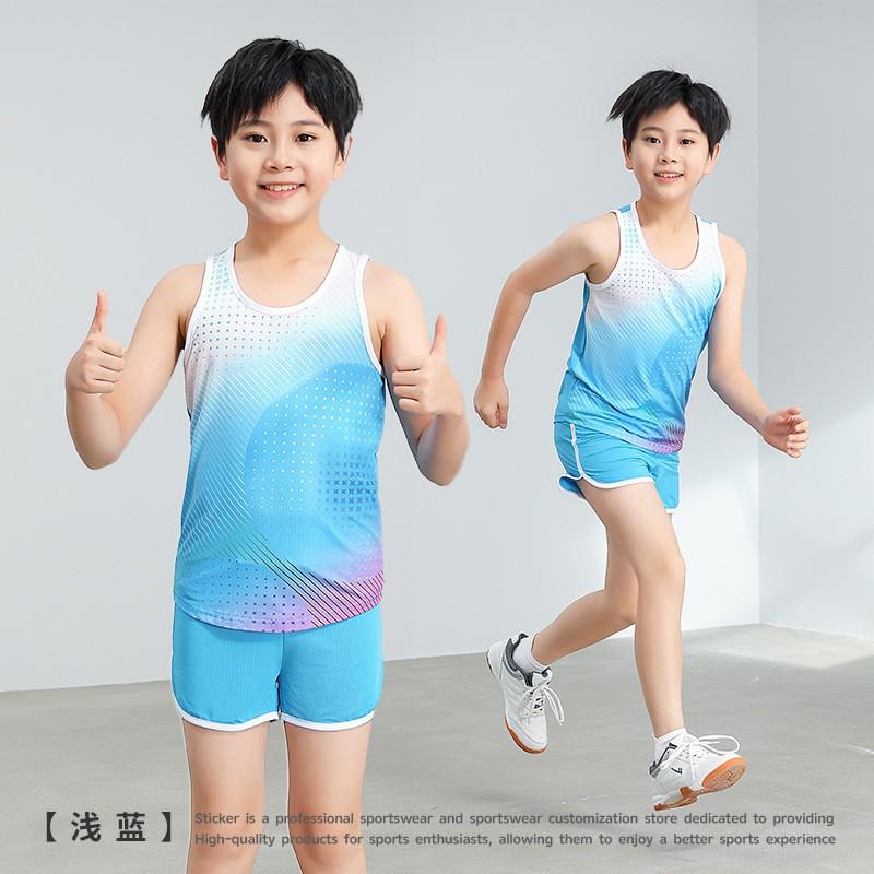 Kids Track Field Running Vest Marathon Sports Training Jersey Short Sleeve Team Uniform