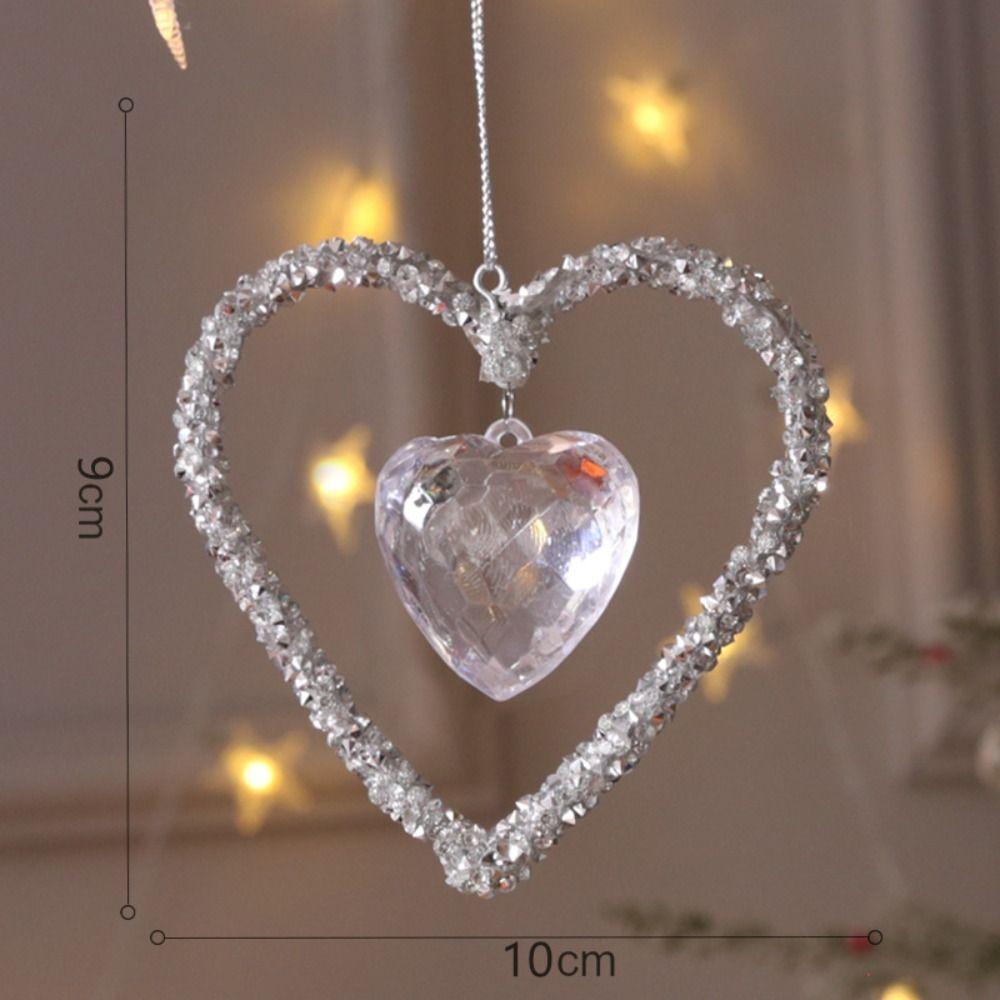 Clear Crystal Christmas Tree Pendants Acrylic Snowflake Piece Xmas Tree Hanging Ornaments Gift