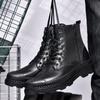 Мужские повседневные ботинки, классические черные уличные ботинки, высококачественные ботинки из натуральной кожи для мужчин, мотоциклетные ботинки с толстой подошвой, мужские ботинки