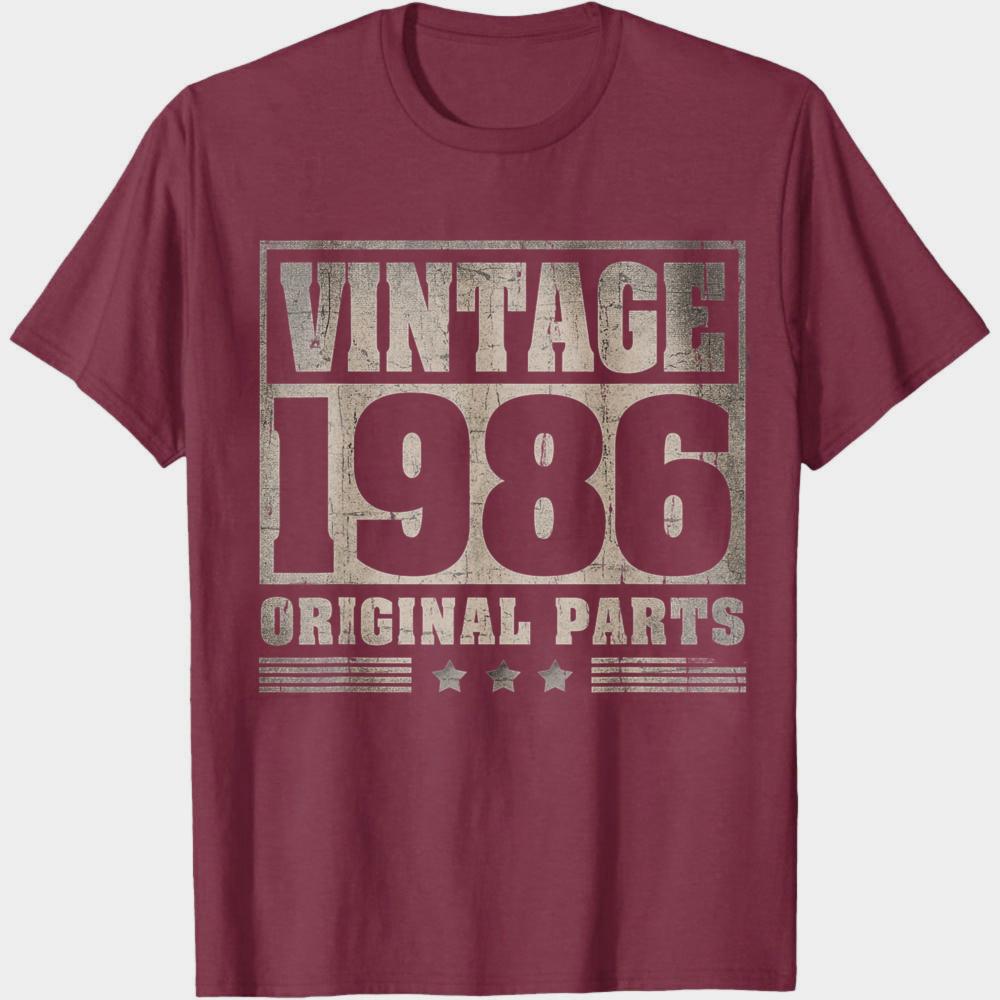 Vintage 1986 Original Parts Summer Men TShirt Classic Retro Design Casual Wear For Birthday Gift Anniversary Present