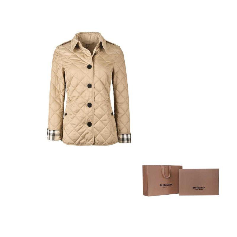 Burberry Женская стеганая куртка с ромбами Бежевая 80658721