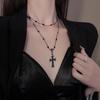 Готическое черное ожерелье-чокер со стразами и крестом Иисуса для женщин, винтажное двухслойное ожерелье в стиле панк