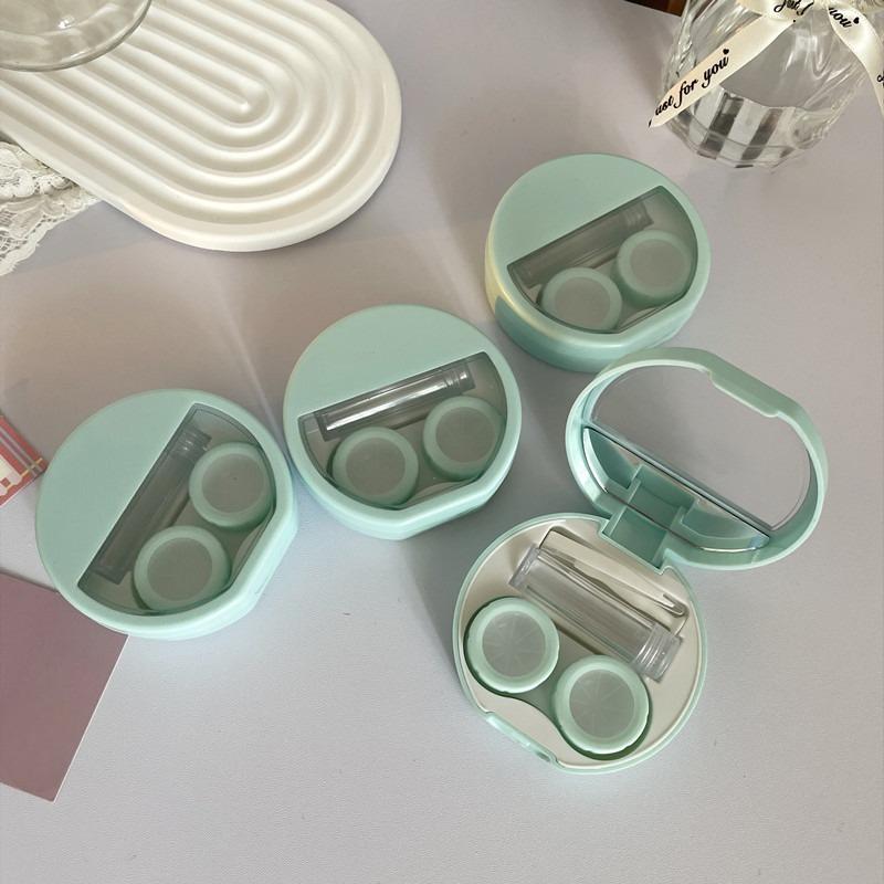 Candy Color Contact Lenses Box Solid Color Portable Contact Lens Case with Tweezer Suction Stick Set for Travel Kit Holder