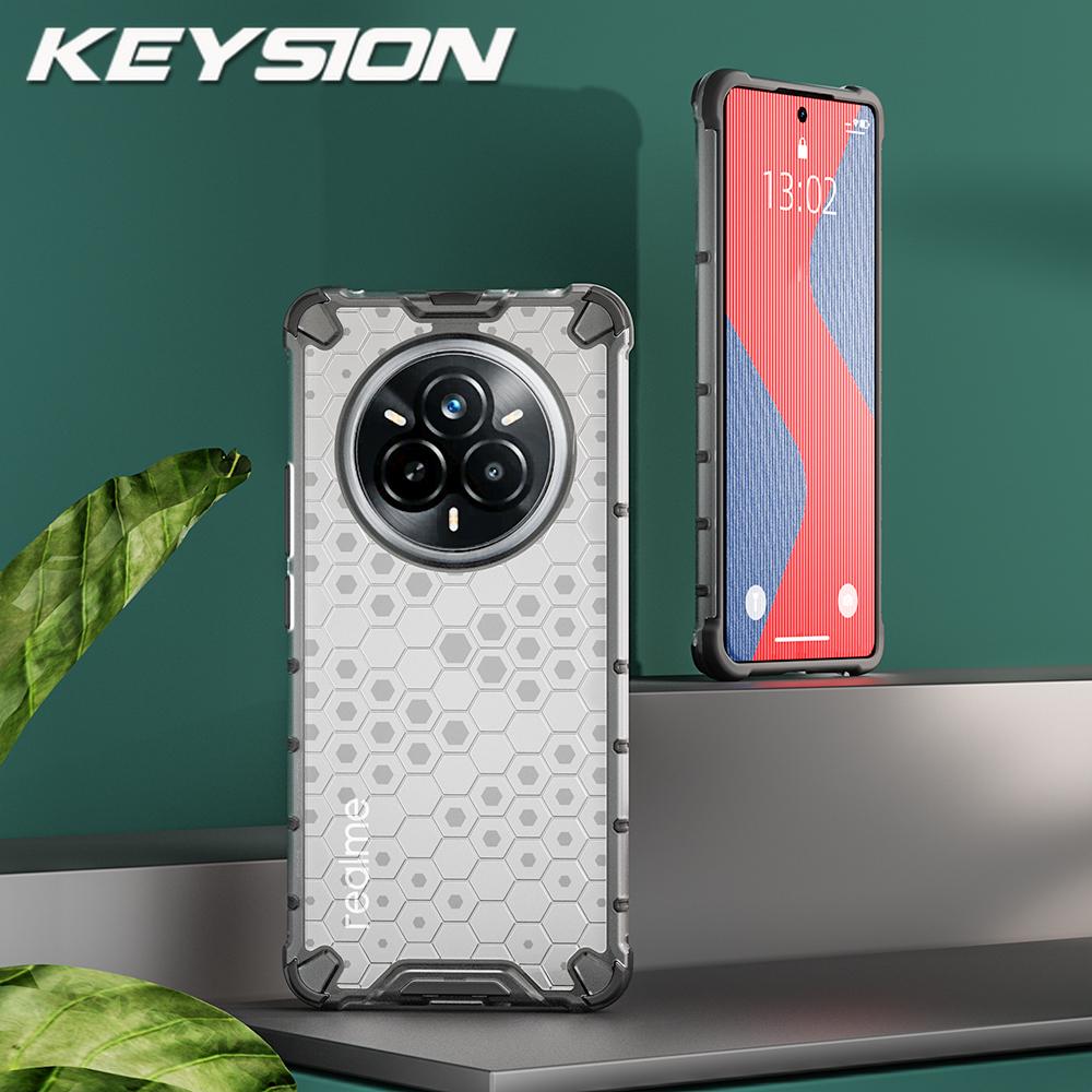 KEYSION Противоударный защитный чехол для Realme 14 Pro+ 5G Мягкий силиконовый + ПК Прозрачный сотовый чехол для телефона OPPO Realme 14 Pro 5G