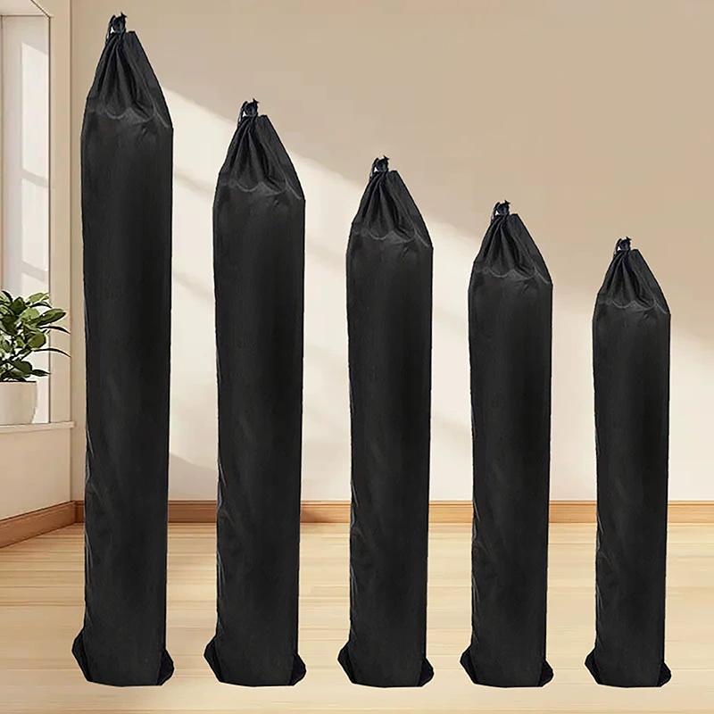 Long Strip Waterproof Drawstring Bag Black Oxford Fabric Storage Pouch for Yoga Mat Cool Mat Carpet Yoga Enthusiasts Fitness Use