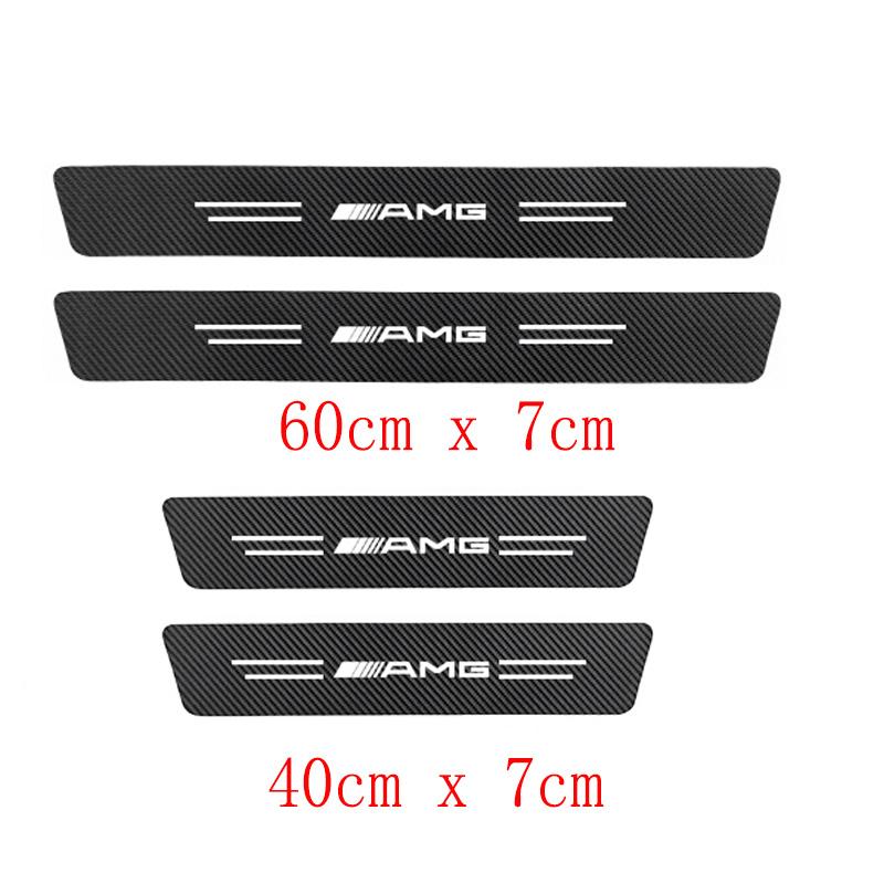 UAYLZ1 2025 Hot 4Pcs Car Laser Threshold Protect Auto Emblem Sticker Accessories For Mercedes Benz AMG Brabus Smart W204 GLC CLA W205 W