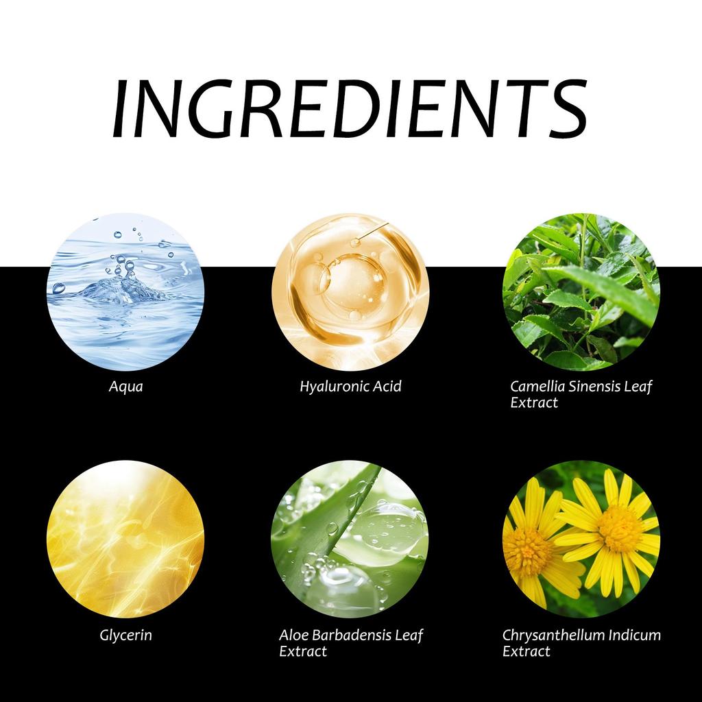 100 мл укрепляющего средства содержит зеленый чай, алоэ, ромашку и другие натуральные экстракты, помогающие улучшить эластичность кожи