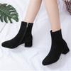 Fashion Woman Ankle Boots 2025 Autumn Winter Round Toe Low Heel Flock Black Comfortable Booties Lady Shoes Big Size 31 32 33 40 41 42 43