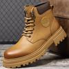 Мужские ретро ботинки Мартин на высоком голенище с плюшевой подкладкой - Британский стиль, повседневные рабочие ботинки на осень/зиму 2024