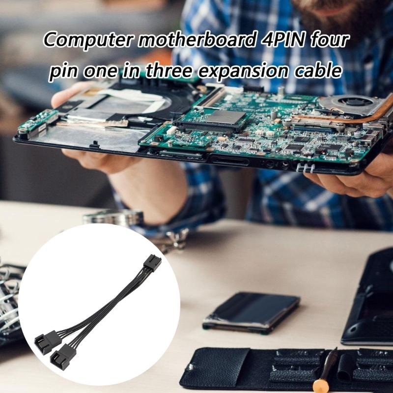 Гибкий ПВХ 2-сторонний разветвитель для компьютерного вентилятора 4-контактный Pwms кабель-разветвитель для вентилятора Мониторинг температуры Для улучшения охлаждения системы ПК
