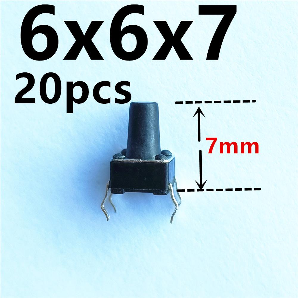 20pcs/lot 6x6mm 10Sizes 0.1A 4PIN Tactile Tact Push Button Micro Switchs Plastic Caps Direct Plug-in Self-reset DIP Dropshipping
