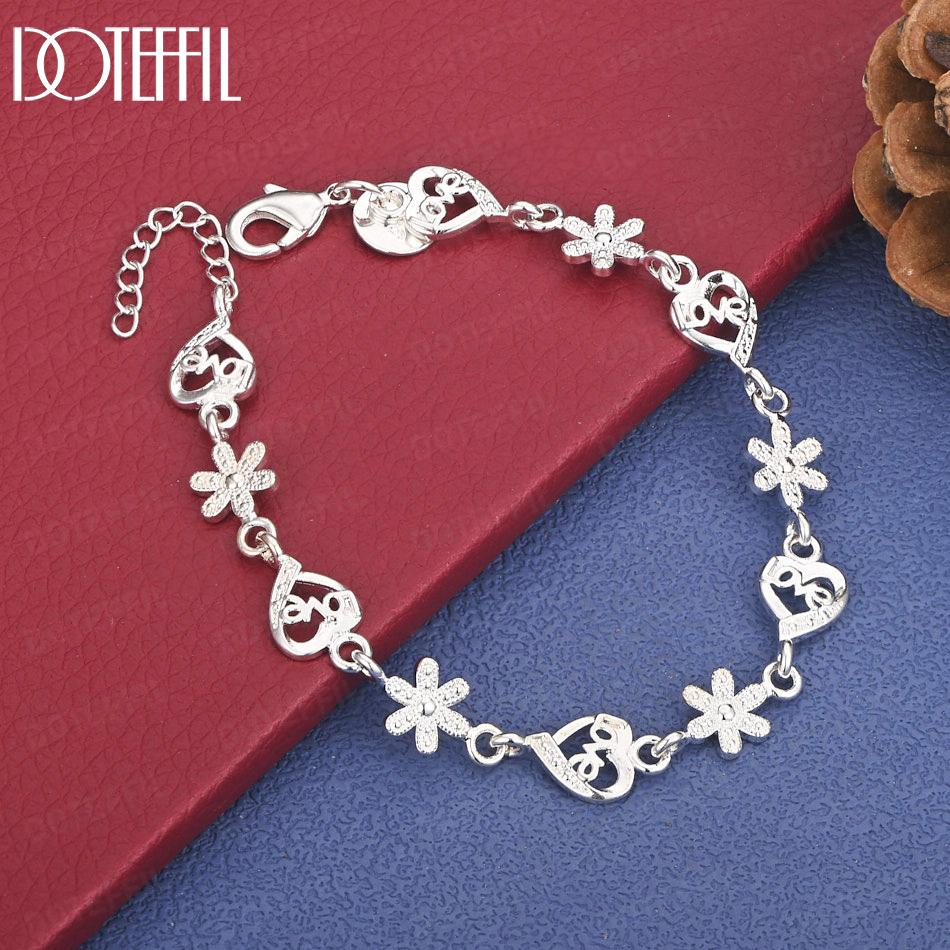 Браслет из стерлингового серебра 925 пробы «Снежинка-сердце» Модные свадебные украшения в подарок