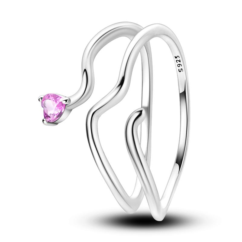 925 Sterling Silver Rings Sparking Purple White Pink Blue Zircon LOVE Wedding Ring Women Engagement Jewelry Anniversary Gifts