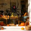 Indoor Outdoor Party Supplies Halloween Spider Static Window Clings, PVC Waterproof Web Decals, Black Wall Decor Removable Spooky Stickers for