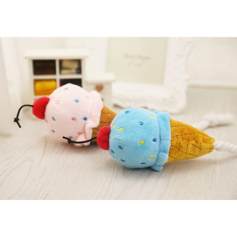 Two-color Ice Cream Cat Vocal Toy for Pet Dogs, Pink Pet Dog Toy Supplies, Cat Toys