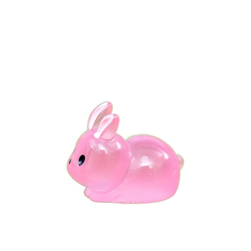 DIY Mini Rabbit Ornament Cartoon Resin Animal Figurines Cute Luminous Rabbit Miniatures  Outdoor
